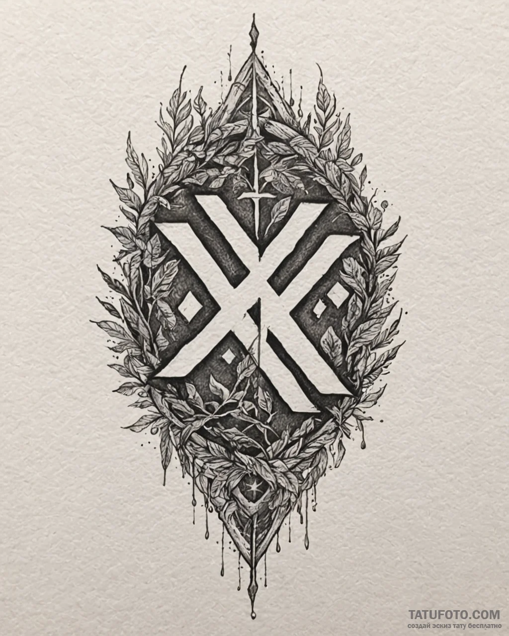 90. tattoo sketch: watercolor "treba" rune wi... - эскиз тату (№1753068054_0, 21.07.2025 03:20) — Tatufoto.com