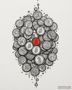 Tattoo sketch a pixelated "coin block" with c... - эскиз тату (№1753068385_0, 21.07.2025 03:26) — Tatufoto.com