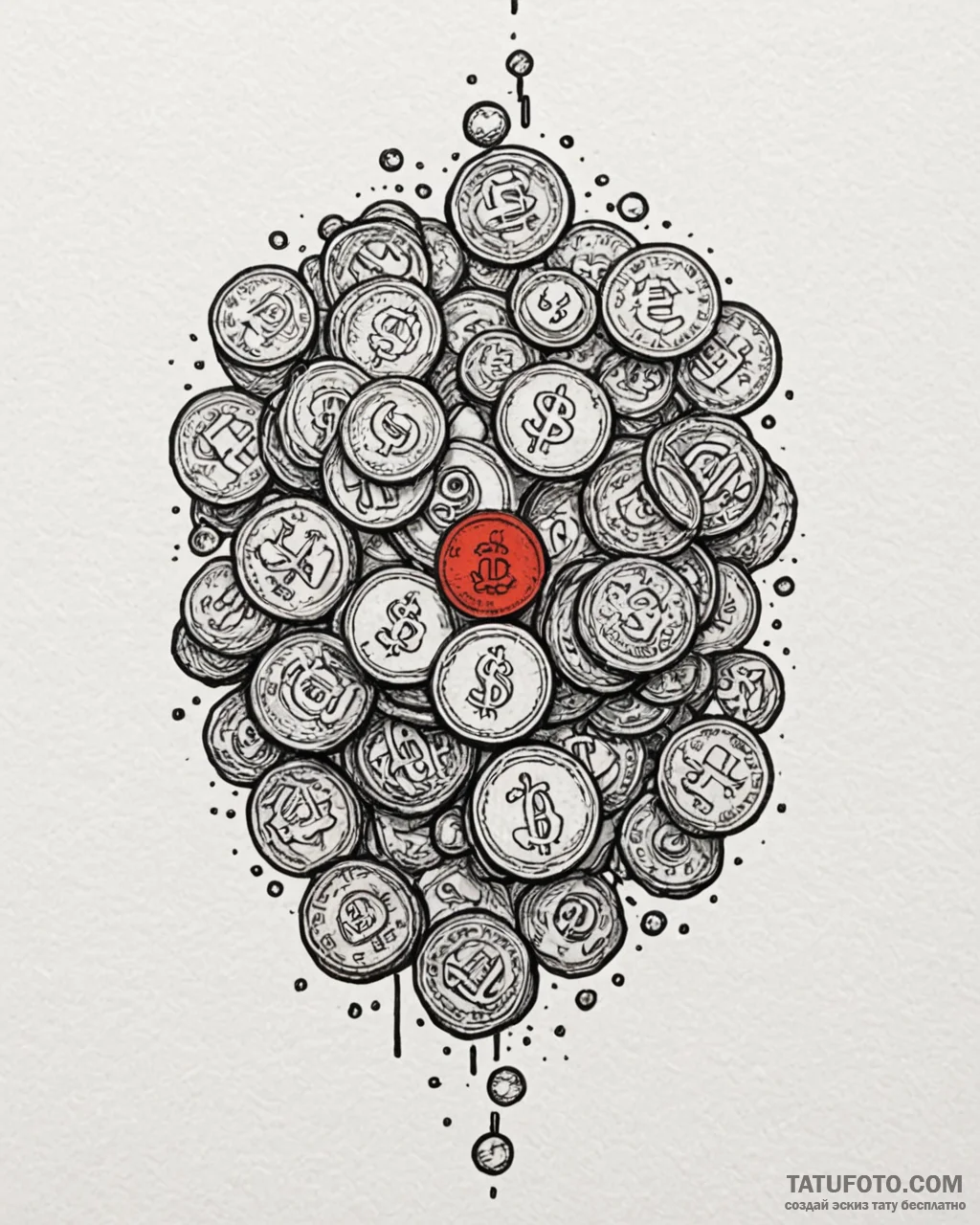 Tattoo sketch a pixelated "coin block" with c... - эскиз тату (№1753068385_0, 21.07.2025 03:26) — Tatufoto.com