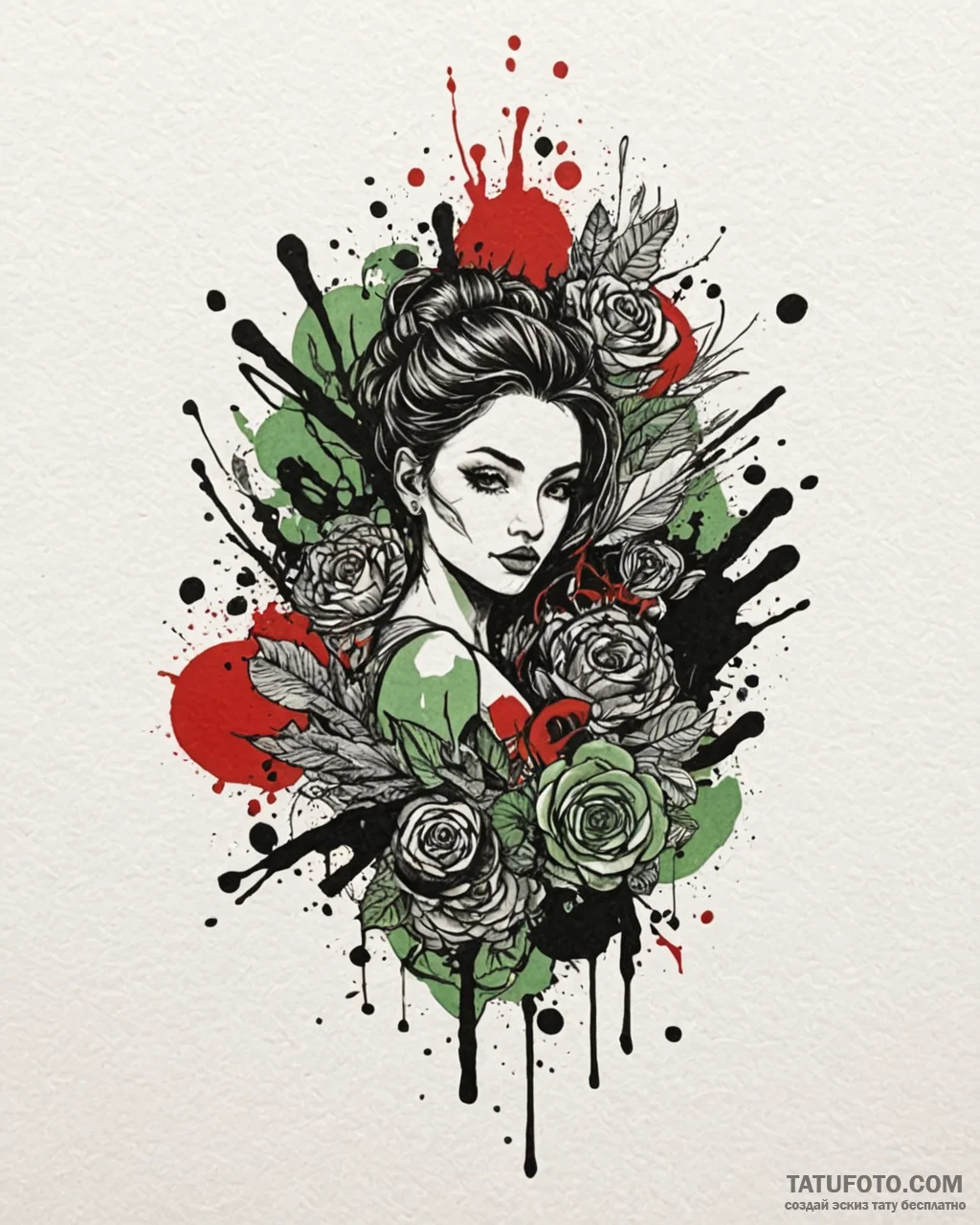 Tattoo sketch a blend of earthy greens and br... - эскиз тату (№1753068468_0, 21.07.2025 03:27) — Tatufoto.com