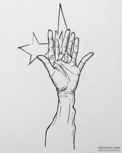 Tattoo sketch a hand reaching for a star, sym... - эскиз тату (№1753068550_0, 21.07.2025 03:29) — Tatufoto.com