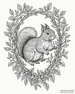 A squirrel mid-leap between two tree branches... - эскиз тату (№1753069293_0, 21.07.2025 03:41) — Tatufoto.com