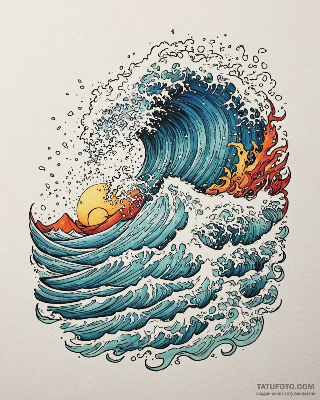 Tattoo design a crashing wave, powerful and r… — эскиз тату (№1753069953_0, 21.07.2025 03:52) — Tatufoto.com