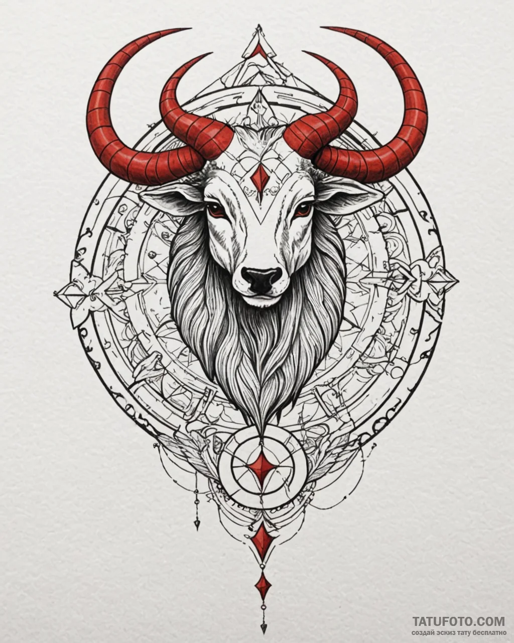 Tattoo design a zodiac animal with a combinat... - эскиз тату (№1753070283_0, 21.07.2025 03:58) — Tatufoto.com