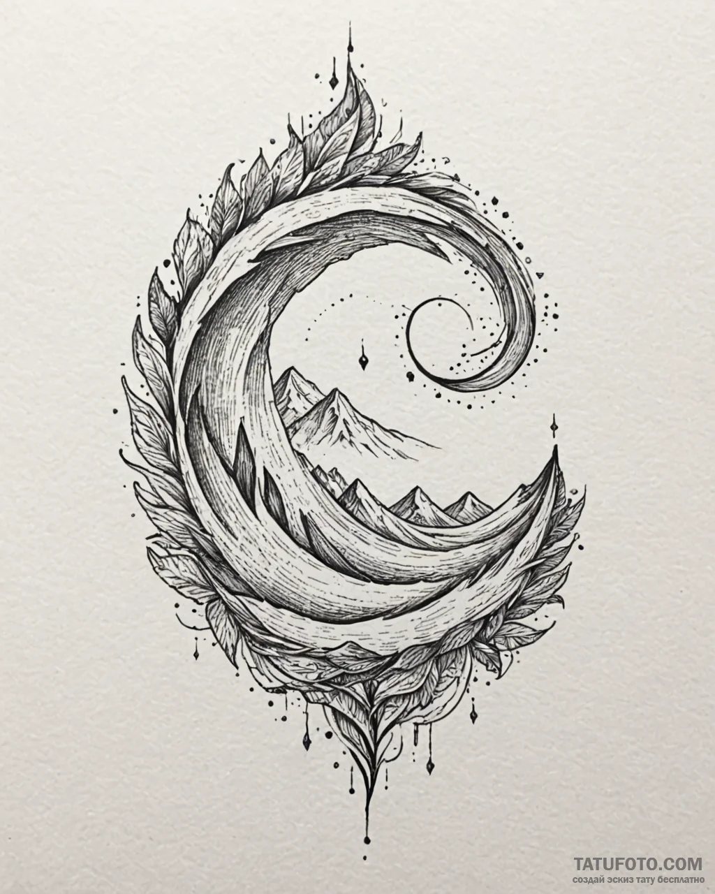 Tattoo sketch a flowing gradient of colors th... - эскиз тату (№1753070365_0, 21.07.2025 03:59) — Tatufoto.com