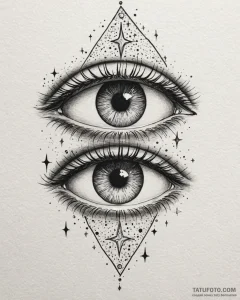 Tattoo sketch a cosmic eye with stars reflect... - эскиз тату (№1753070694_0, 21.07.2025 04:04) — Tatufoto.com