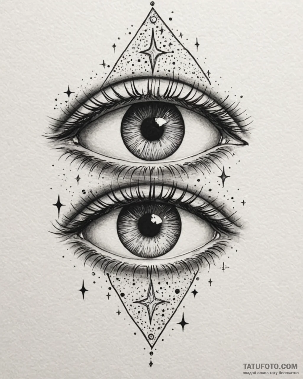 Tattoo sketch a cosmic eye with stars reflect... - эскиз тату (№1753070694_0, 21.07.2025 04:04) — Tatufoto.com