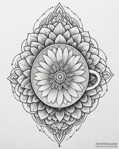 Tattoo sketch a small, elegant teacup with a... - эскиз тату (№1753070860_0, 21.07.2025 04:07) — Tatufoto.com