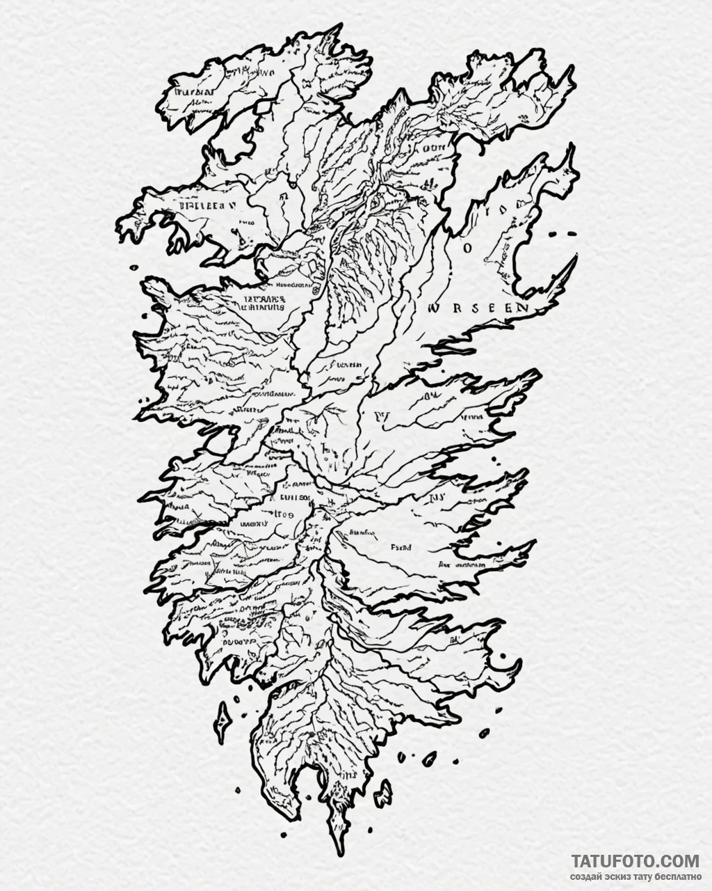 A linework tattoo of the map of westeros., ta… — эскиз тату (№1753070942_0, 21.07.2025 04:09) — Tatufoto.com