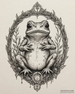 A neo-traditional tattoo of the toad from pan... - эскиз тату (№1753071604_0, 21.07.2025 04:20) — Tatufoto.com