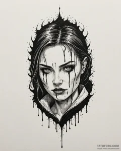 A graphic novel panel of the bloody snow from... - эскиз тату (№1753072264_0, 21.07.2025 04:31) — Tatufoto.com