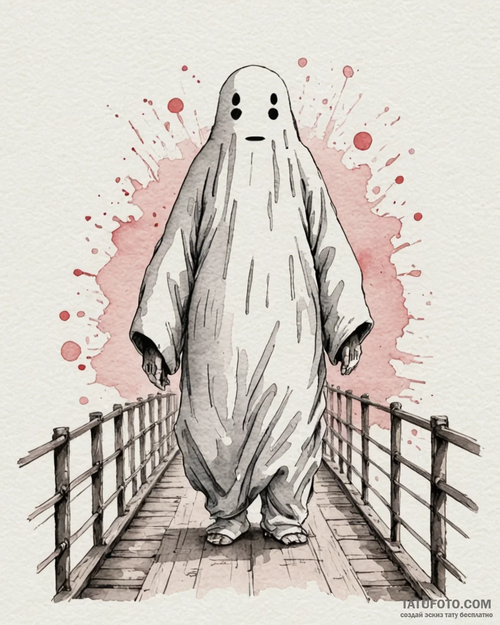 A watercolor tattoo of no-face (kaonashi) fro... - эскиз тату (№1753072923_0, 21.07.2025 04:42) — Tatufoto.com