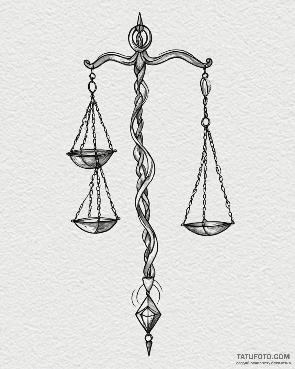 Tattoo sketch libra's scales depicted as a pe... - эскиз тату (№1753073005_0, 21.07.2025 04:43) — Tatufoto.com