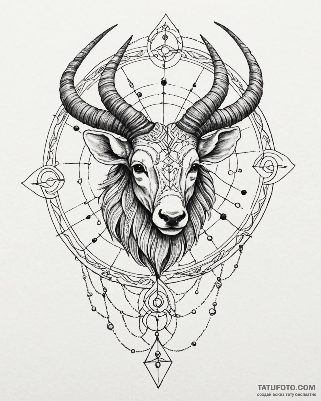 Tattoo sketch a zodiac symbol composed entire... - эскиз тату (№1753073171_0, 21.07.2025 04:46) — Tatufoto.com