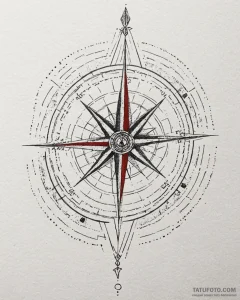 Tattoo design a compass pointing true north o... - эскиз тату (№1753073665_0, 21.07.2025 04:54) — Tatufoto.com