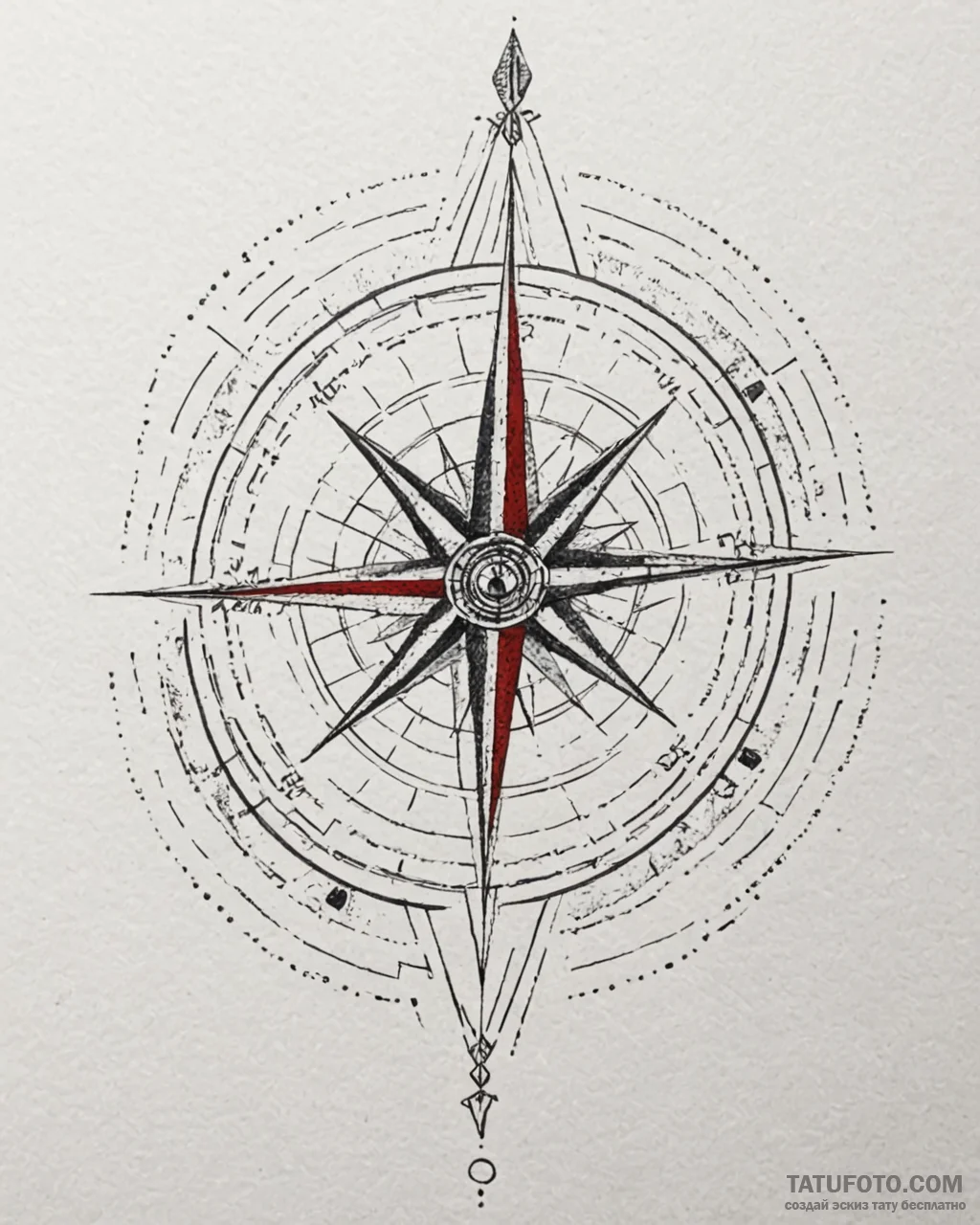 Tattoo design a compass pointing true north o… — эскиз тату (№1753073665_0, 21.07.2025 04:54) — Tatufoto.com