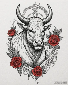 Tattoo design a taurus bull with venus's glyp... - эскиз тату (№1753074323_0, 21.07.2025 05:05) — Tatufoto.com