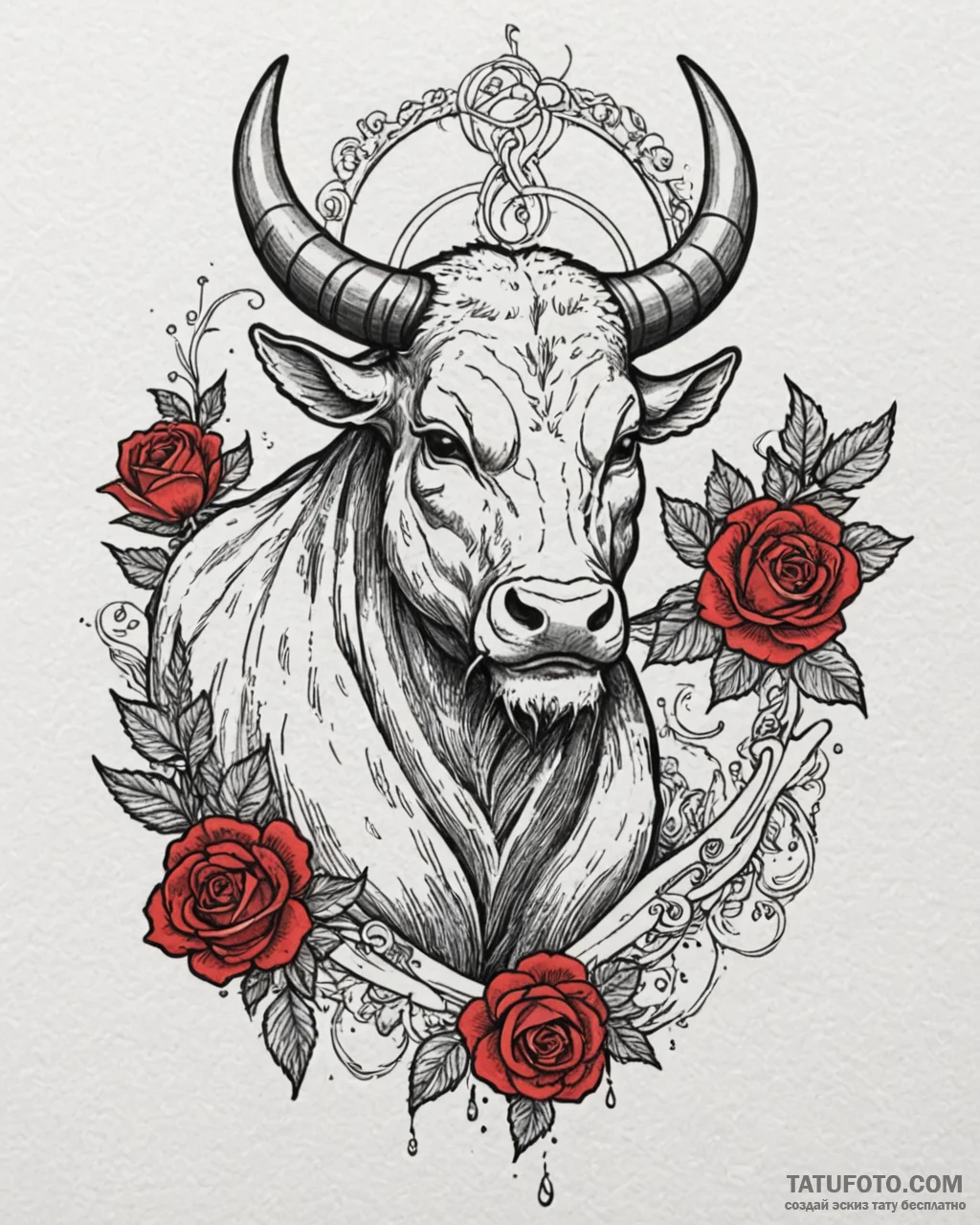 Tattoo design a taurus bull with venus's glyp... - эскиз тату (№1753074323_0, 21.07.2025 05:05) — Tatufoto.com