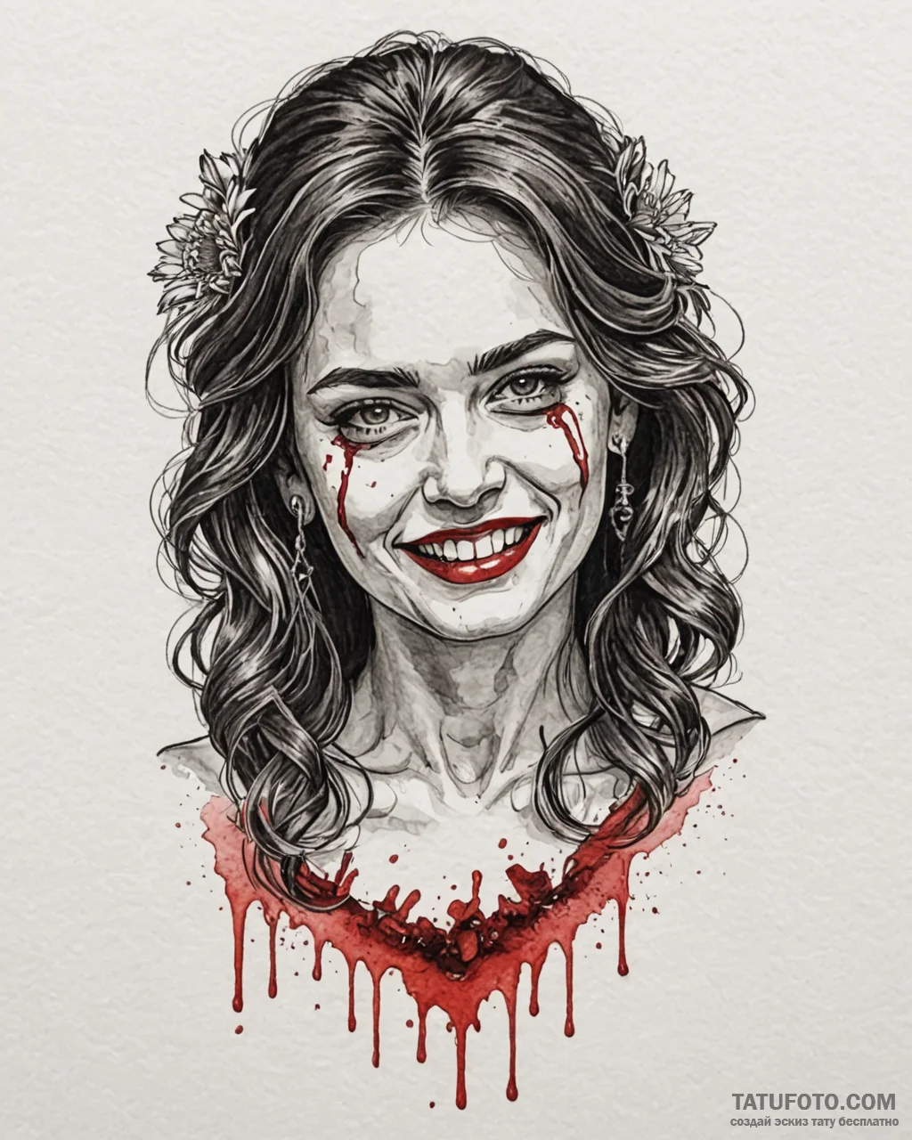 A sketch of daisy domergue from the hateful e... - эскиз тату (№1753074572_0, 21.07.2025 05:09) — Tatufoto.com
