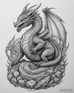 A sketch of smaug the dragon on his pile of g... - эскиз тату (№1753075902_0, 21.07.2025 05:31) — Tatufoto.com