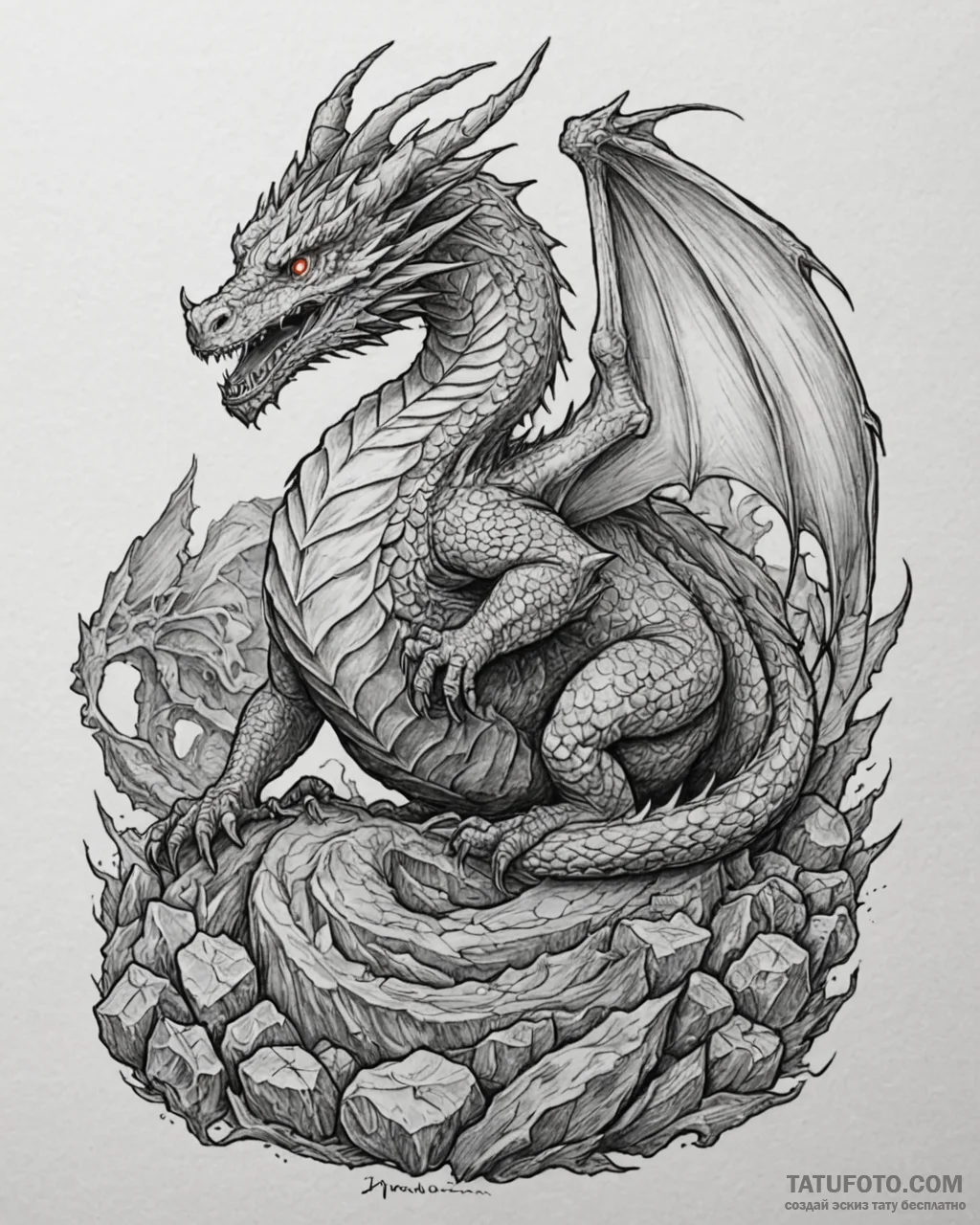 A sketch of smaug the dragon on his pile of g… — эскиз тату (№1753075902_0, 21.07.2025 05:31) — Tatufoto.com