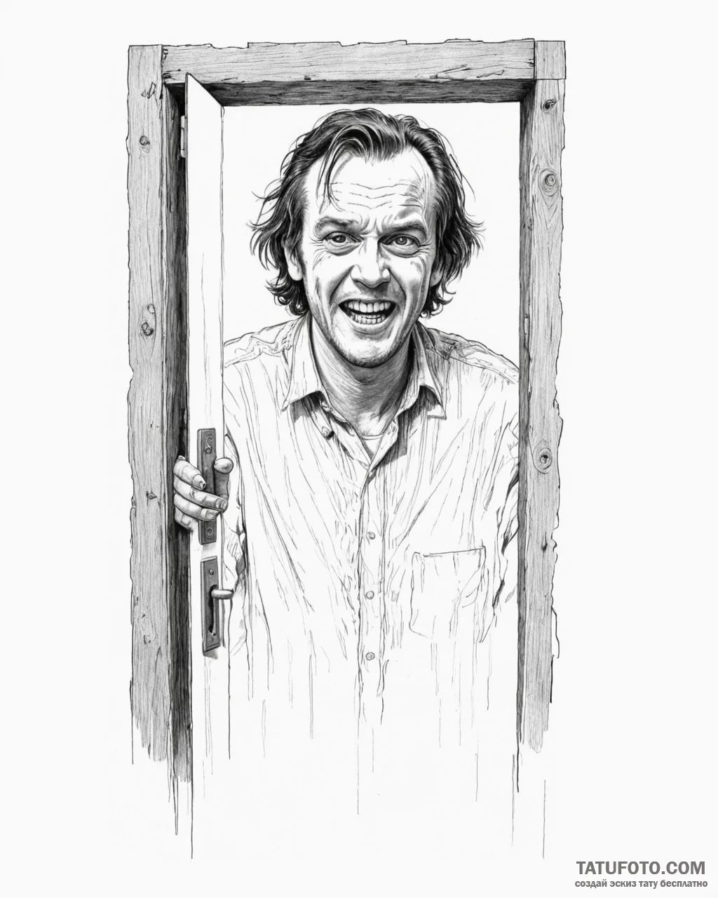 A sketch of jack torrance from the shining, p... - эскиз тату (№1753076315_0, 21.07.2025 05:38) — Tatufoto.com