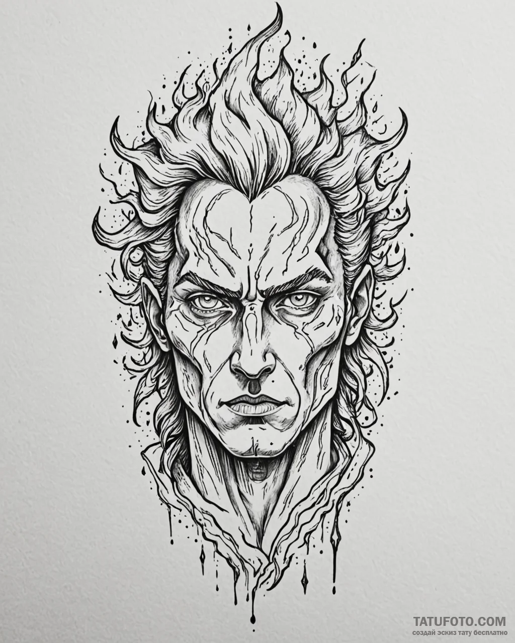 A powerful tattoo design of perun's face merg... - эскиз тату (№1753077140_0, 21.07.2025 05:52) — Tatufoto.com