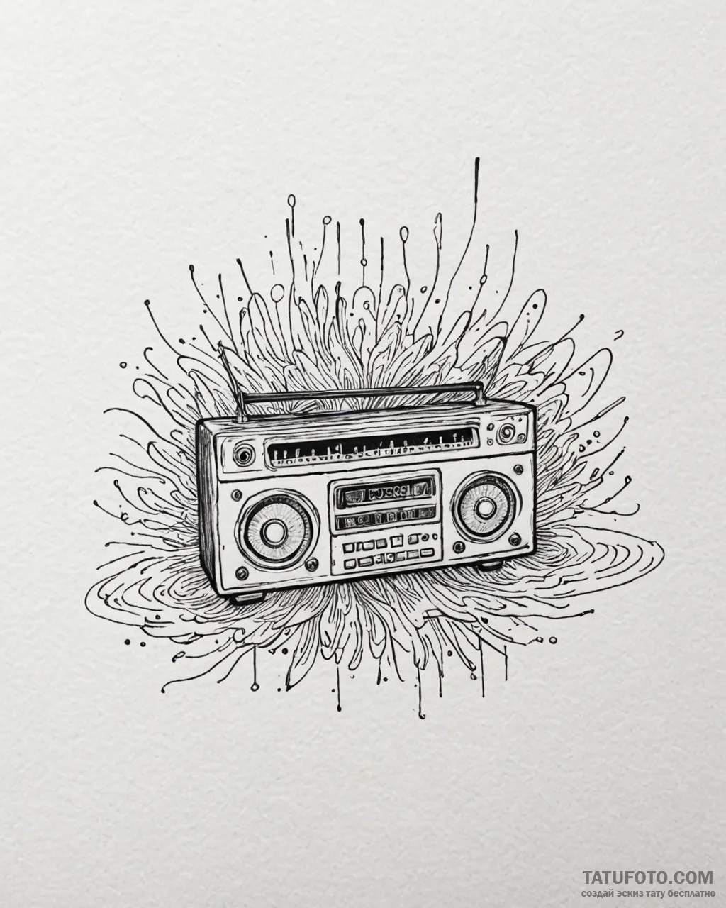 Tattoo sketch an abstract depiction of sound... - эскиз тату (№1753077388_0, 21.07.2025 05:56) — Tatufoto.com