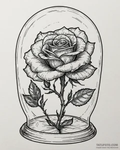 A linework tattoo of the enchanted rose from... - эскиз тату (№1753077800_0, 21.07.2025 06:03) — Tatufoto.com