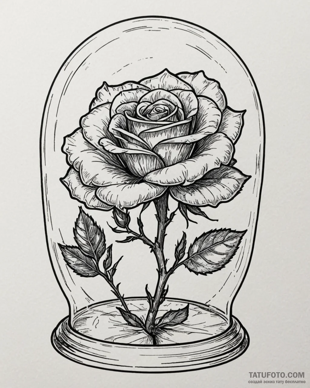 A linework tattoo of the enchanted rose from… — эскиз тату (№1753077800_0, 21.07.2025 06:03) — Tatufoto.com