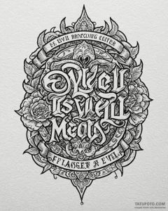 A chicano lettering tattoo of "evil is evil.... - эскиз тату (№1753077882_0, 21.07.2025 06:04) — Tatufoto.com