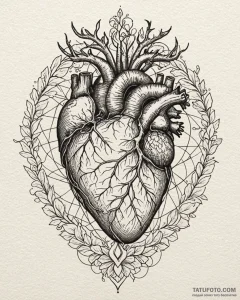 Tattoo sketch an anatomical heart, rendered r... - эскиз тату (№1753077966_0, 21.07.2025 06:06) — Tatufoto.com