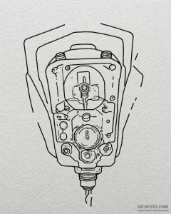 A linework sketch of the flux capacitor, blue... - эскиз тату (№1753078212_0, 21.07.2025 06:10) — Tatufoto.com