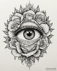 A photorealistic rendering of a human eye, sh... - эскиз тату (№1753078459_0, 21.07.2025 06:14) — Tatufoto.com
