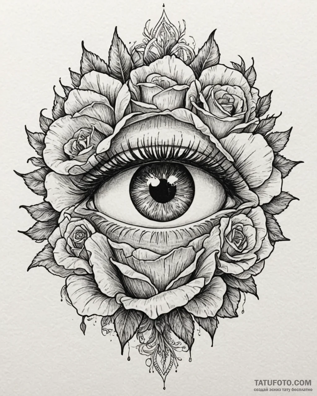 A photorealistic rendering of a human eye, sh... - эскиз тату (№1753078459_0, 21.07.2025 06:14) — Tatufoto.com