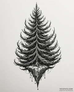 Pine, concept art for tattoo, blackwork tatto... - эскиз тату (№1753078952_0, 21.07.2025 06:22) — Tatufoto.com