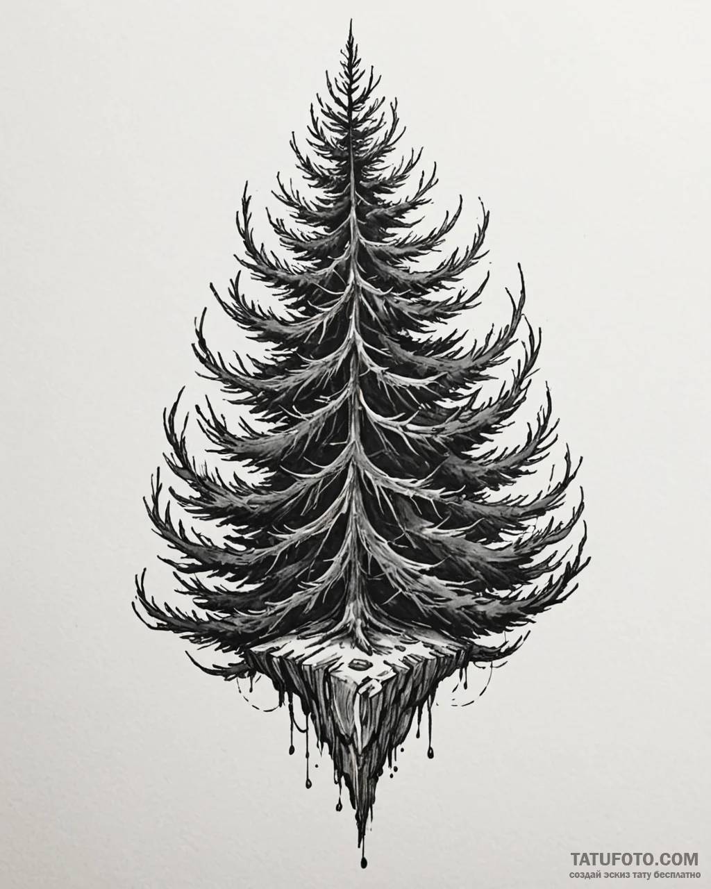 Pine, concept art for tattoo, blackwork tatto... - эскиз тату (№1753078952_0, 21.07.2025 06:22) — Tatufoto.com