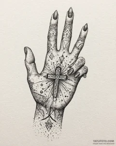 Cross on finger, tattoo flash sheet design, v... - эскиз тату (№1753079529_0, 21.07.2025 06:32) — Tatufoto.com