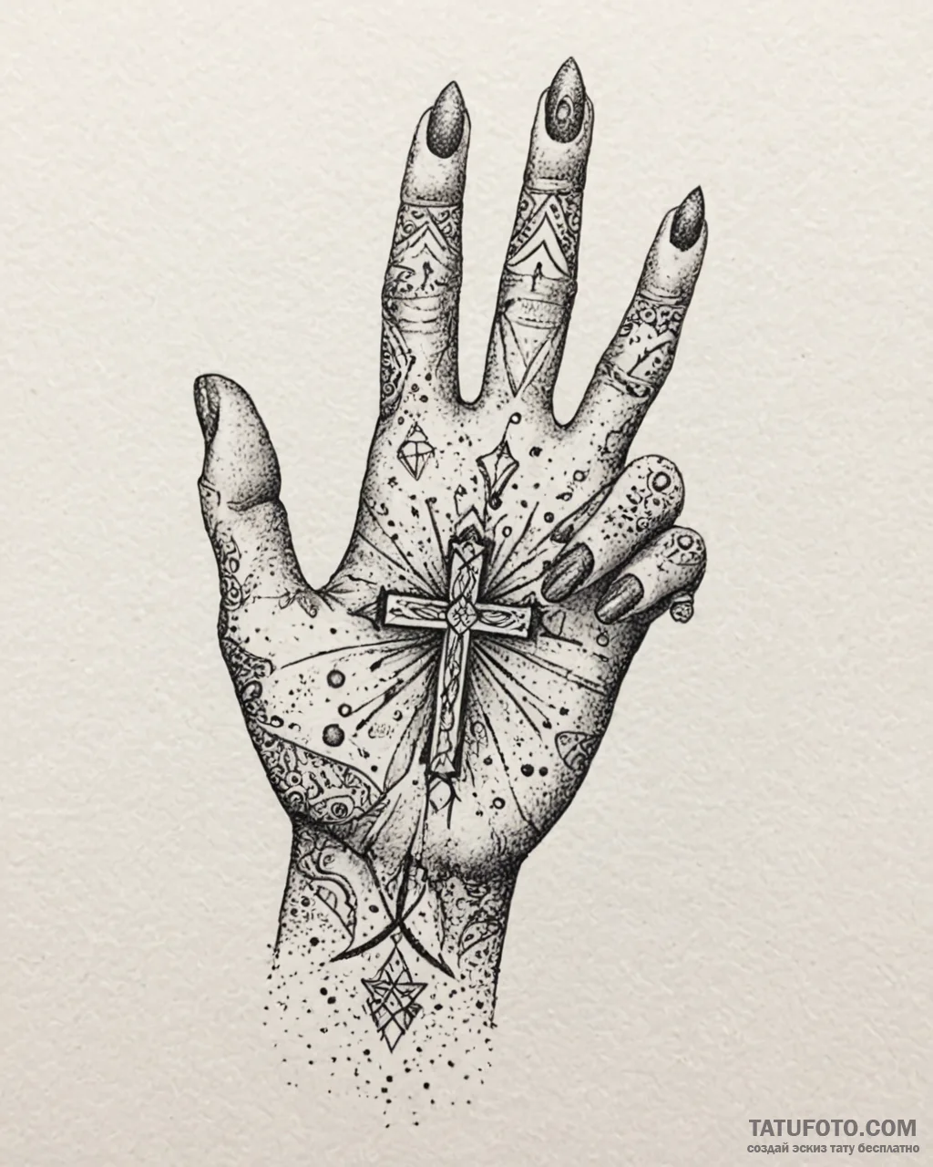 Cross on finger, tattoo flash sheet design, v… — эскиз тату (№1753079529_0, 21.07.2025 06:32) — Tatufoto.com