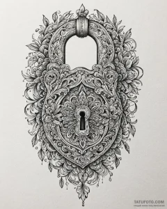 Tattoo design a stylized lock with no visible... - эскиз тату (№1753079611_0, 21.07.2025 06:33) — Tatufoto.com