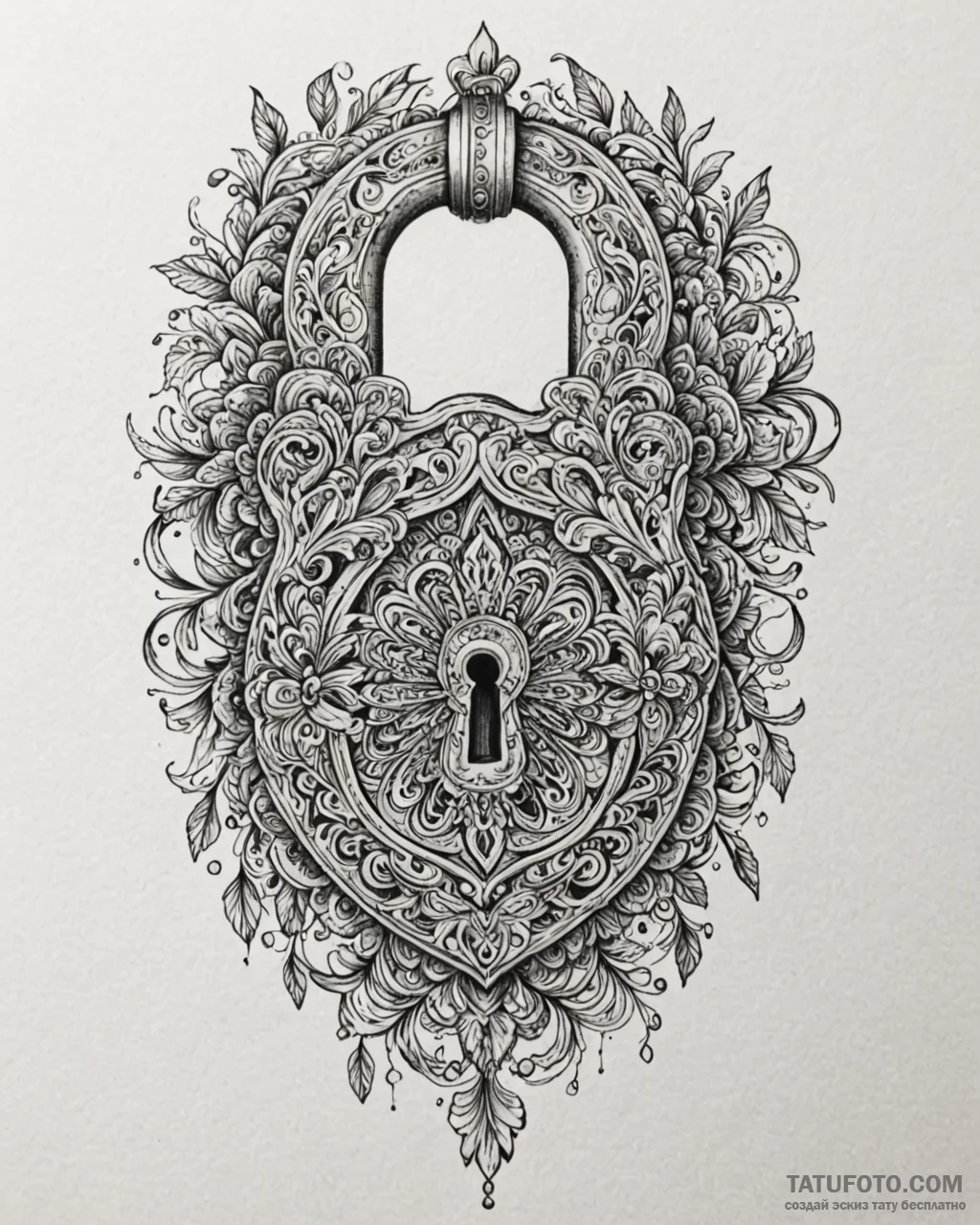 Tattoo design a stylized lock with no visible… — эскиз тату (№1753079611_0, 21.07.2025 06:33) — Tatufoto.com