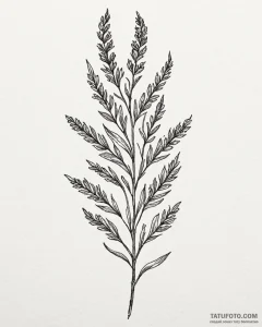 Tattoo design a minimalist lavender sprig, si... - эскиз тату (№1753080021_0, 21.07.2025 06:40) — Tatufoto.com
