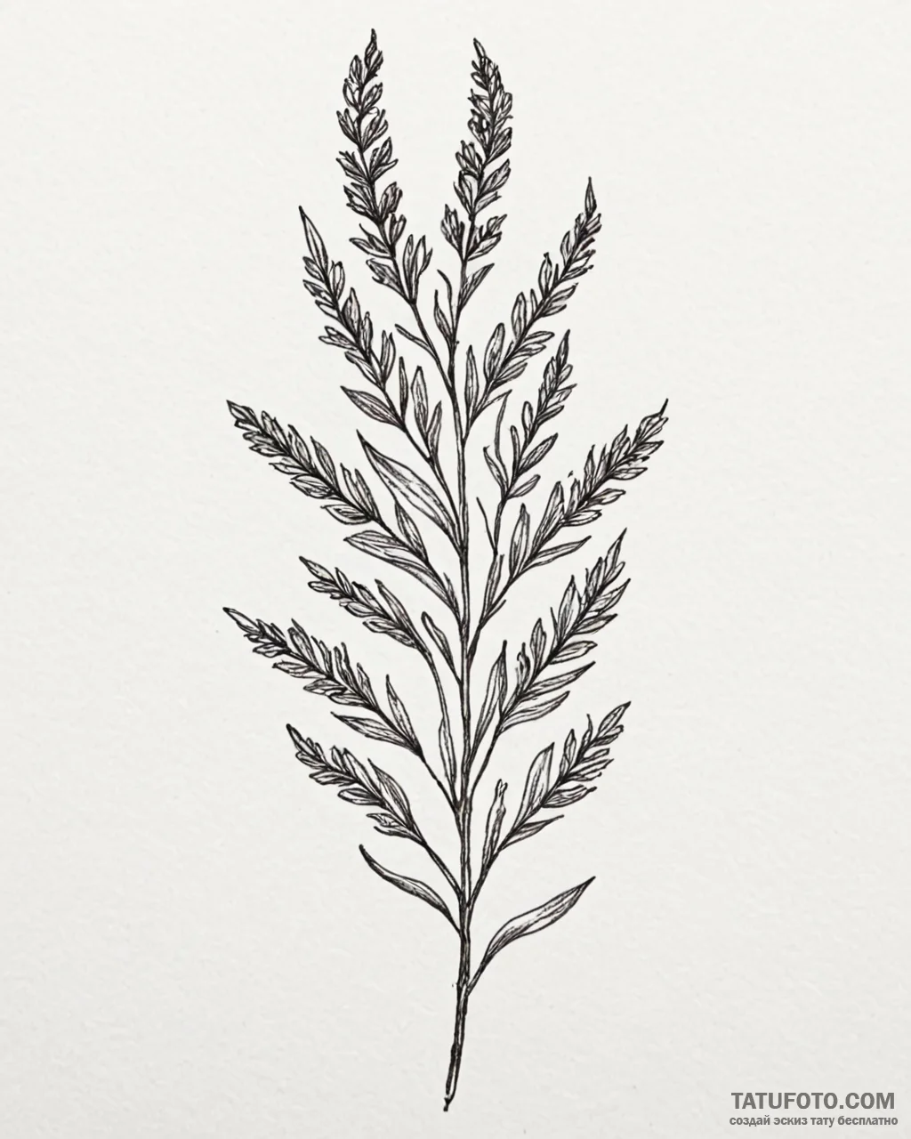 Tattoo design a minimalist lavender sprig, si... - эскиз тату (№1753080021_0, 21.07.2025 06:40) — Tatufoto.com