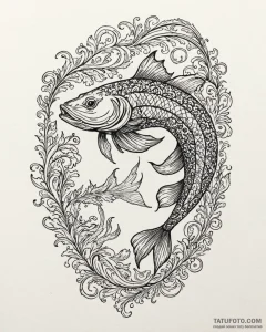 Catfish, tattoo drawing outline, ornamental t... - эскиз тату (№1753080434_0, 21.07.2025 06:47) — Tatufoto.com