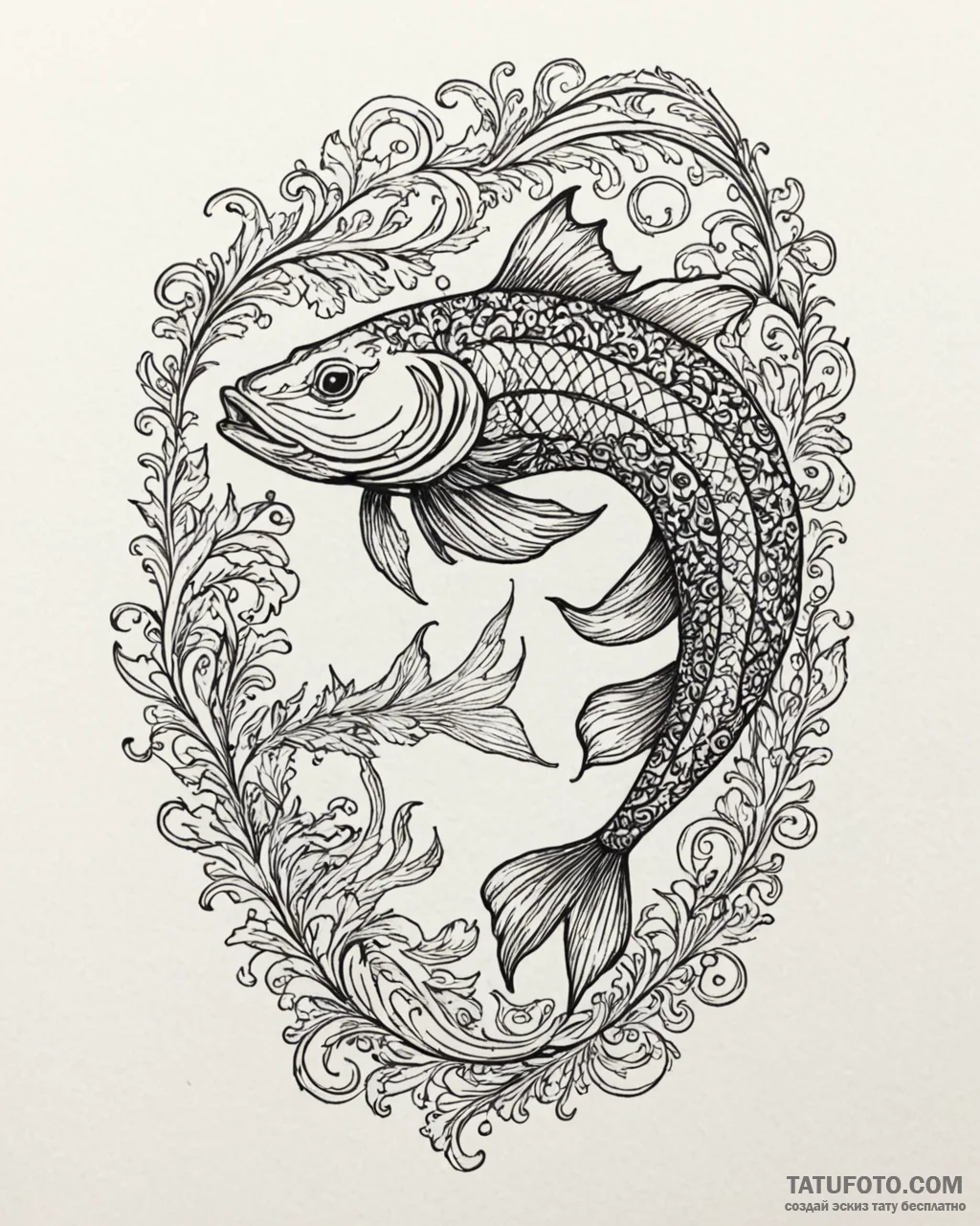 Catfish, tattoo drawing outline, ornamental t… — эскиз тату (№1753080434_0, 21.07.2025 06:47) — Tatufoto.com