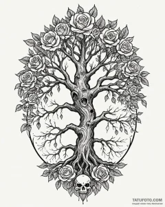 A linework tattoo of the world tree, yggdrasi... - эскиз тату (№1753081092_0, 21.07.2025 06:58) — Tatufoto.com