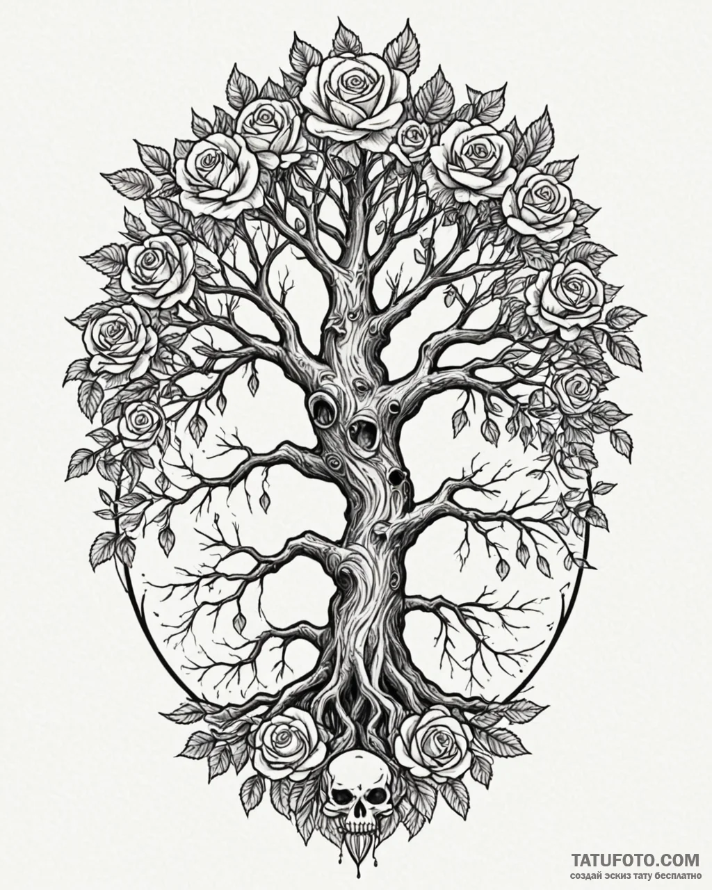 A linework tattoo of the world tree, yggdrasi... - эскиз тату (№1753081092_0, 21.07.2025 06:58) — Tatufoto.com