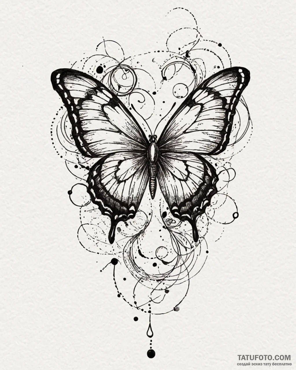Tattoo design a minimalist butterfly with dot... - эскиз тату (№1753081257_0, 21.07.2025 07:00) — Tatufoto.com