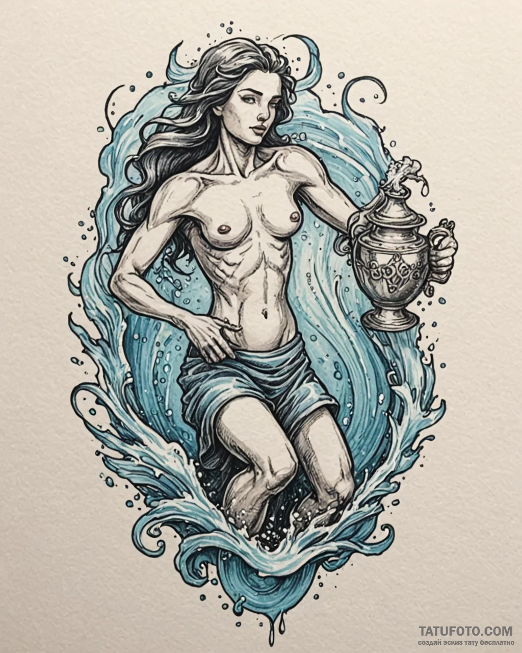 Tattoo sketch a realistic aquarius water-bear... - эскиз тату (№1753081753_0, 21.07.2025 07:09) — Tatufoto.com