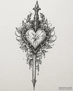 Tattoo design a scepter with a heart at its t... - эскиз тату (№1753081917_0, 21.07.2025 07:11) — Tatufoto.com